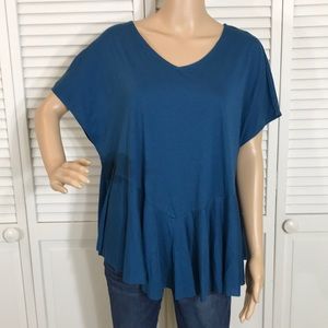 Peruvian Connection Gathered Hem Tee Shirt Medium and Large